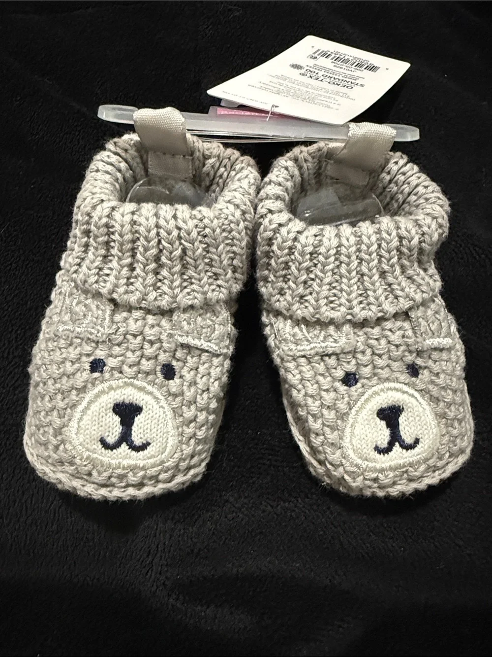Carter's Gray Knit Bear Booties